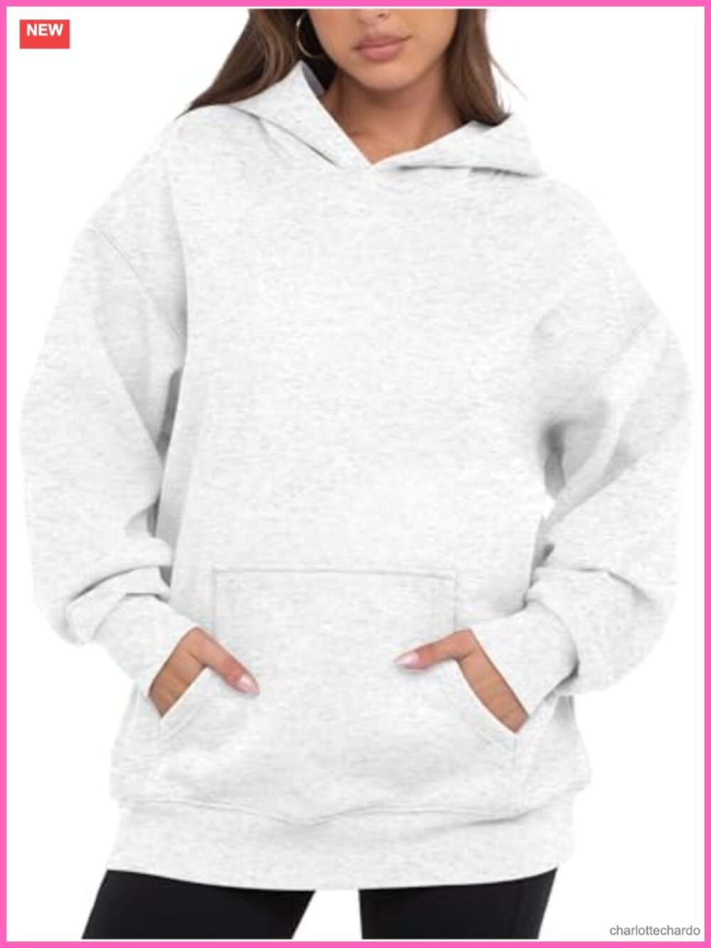 Oversized Fleece Hoodie Women Pullover Sweatshirt Y2K Drop Shoulder Long Sleeve